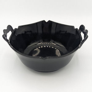 Vintage L E Smith Black Amethyst Glass Bowl 6" Diameter